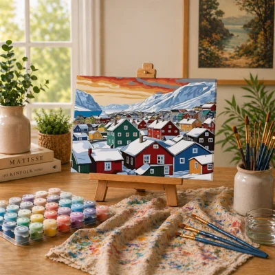Winter Valley Village Paint By Numbers For Adults