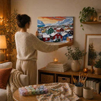 Winter Valley Village Paint By Numbers For Adults