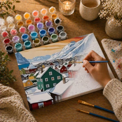 Winter Valley Village Paint By Numbers For Adults