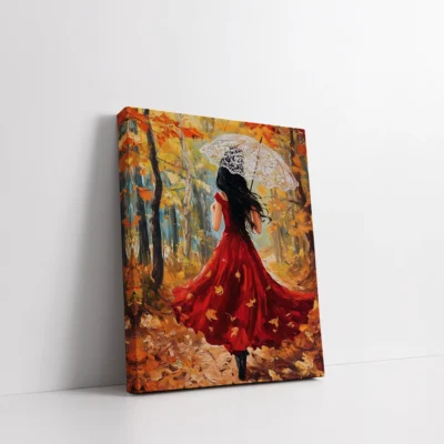 Autumn Lady's Stroll Paint By Numbers For Adults