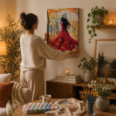 Autumn Lady's Stroll Paint By Numbers For Adults