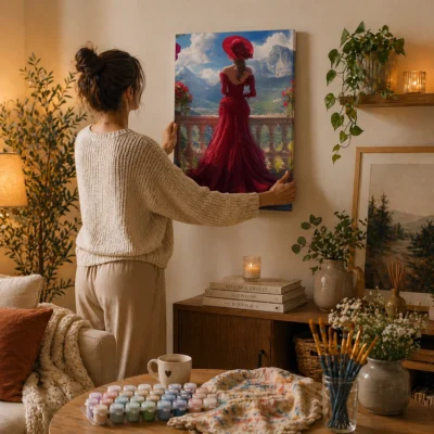 The Lady in Crimson Paint By Numbers For Adults