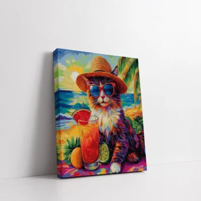 Beach Cat's Tropical Escape Paint By Numbers For Adults