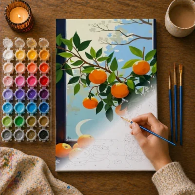 Citrus Branch by the Window Paint By Numbers For Adults