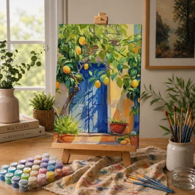 Lemon Courtyard Escape Paint By Numbers For Adults