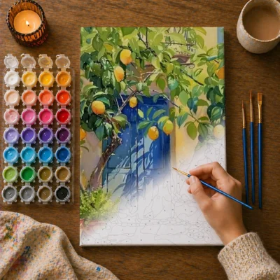 Lemon Courtyard Escape Paint By Numbers For Adults