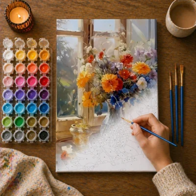 Morning Blooms by the Window Paint By Numbers For Adults
