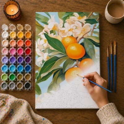 Orange Blossoms of Serenity Paint By Numbers For Adults