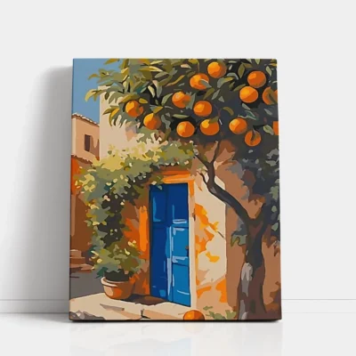 Orange Tree In Courtyard Paint By Numbers For Adults