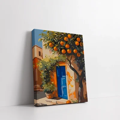 Orange Tree In Courtyard Paint By Numbers For Adults