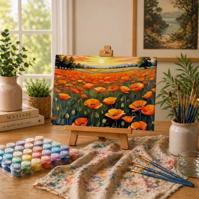 Poppy Fields at Dawn Paint By Numbers For Adults