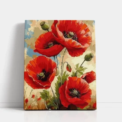 Scarlet Poppies in Bloom Paint By Numbers For Adults