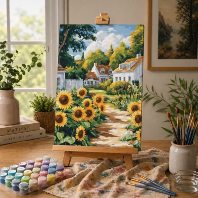 Sunflower Lane Cottage Paint By Numbers For Adults