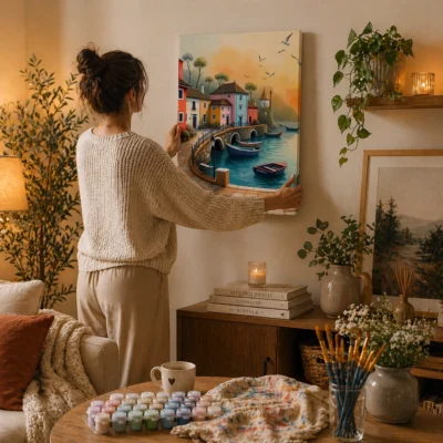 Sunrise Harbor Village Paint By Numbers For Adults