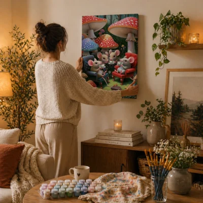 Tea Time with Woodland Mice Paint By Numbers For Adults