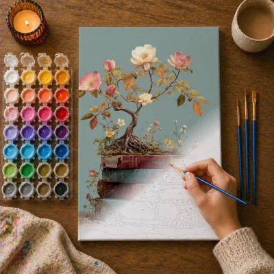 The Library Garden Bonsai Paint By Numbers For Adults