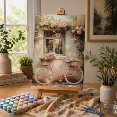 The Rose Bicycle Cottage Paint By Numbers For Adults