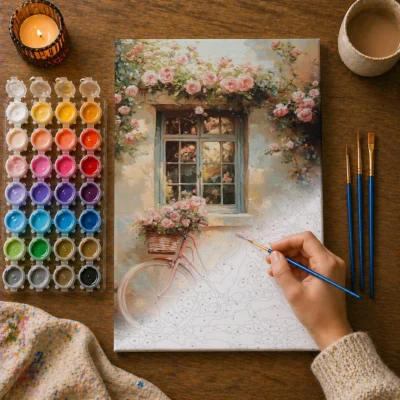 The Rose Bicycle Cottage Paint By Numbers For Adults