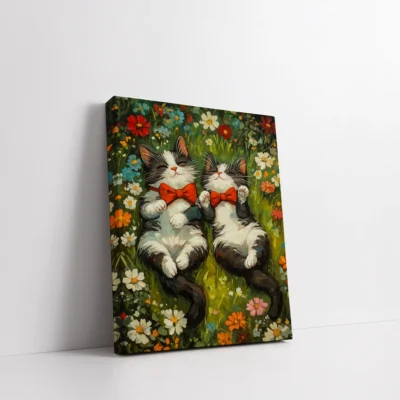 Twin Kittens in a Wildflower Meadow Paint By Numbers For Adults