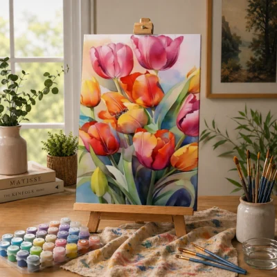 Watercolor Tulip Bouquet Paint By Numbers For Adults