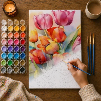 Watercolor Tulip Bouquet Paint By Numbers For Adults